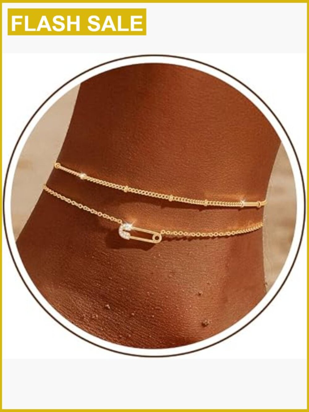Sterling Silver Layered Ankle Bracelet with Charm